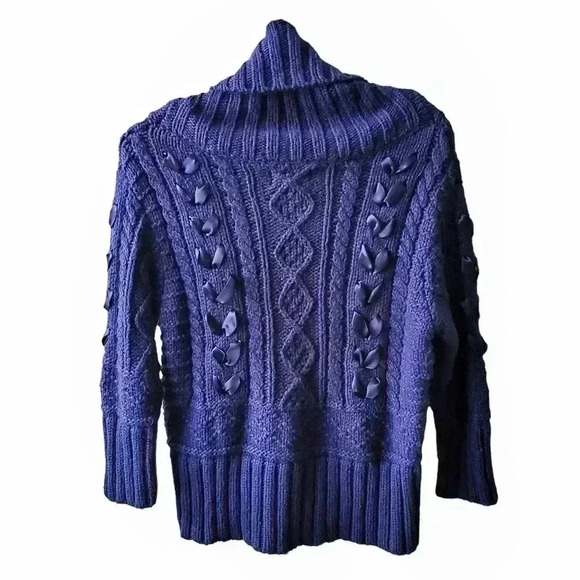 Ralph Lauren Denim & Supply Sweater Women L Navy Cable Knit Cowl - Picture 8 of 10